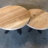 Set ronde eikenhouten salon tafels - Afbeelding 2