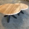 Set ronde eikenhouten salon tafels