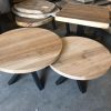 Set ronde eikenhouten salon tafels - Afbeelding 5